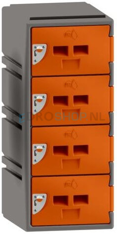 Lage kunststof locker FSP, 1-koloms, 4-deurs, 88*38*45 cm, oranje