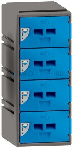 Lage kunststof locker FSP, 1-koloms, 4-deurs, 88*38*45 cm, lichtblauw