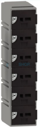 Halfhoge lockerkast FSP, 1-koloms, 6-deurs, 130*30,5*45 cm, zwart