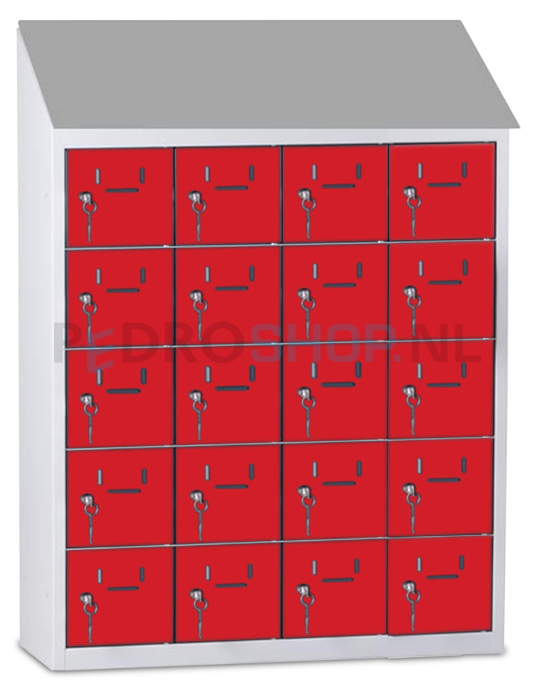 Kantine mini lockerkast SQ Classic, 20-deurs, rood