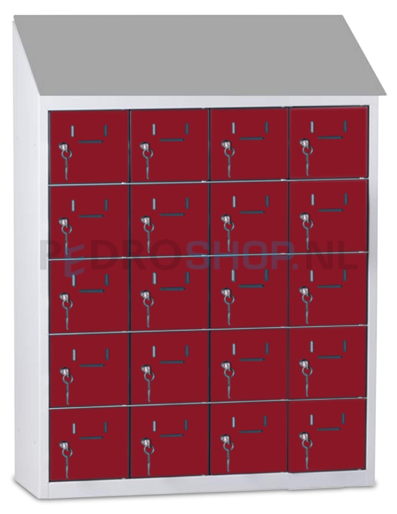 Kantine mini lockerkast SQ Classic, 20-deurs, rood