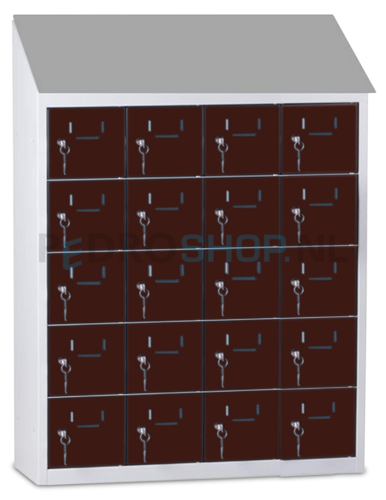 Kantine mini lockerkast SQ Classic, 20-deurs, bruin