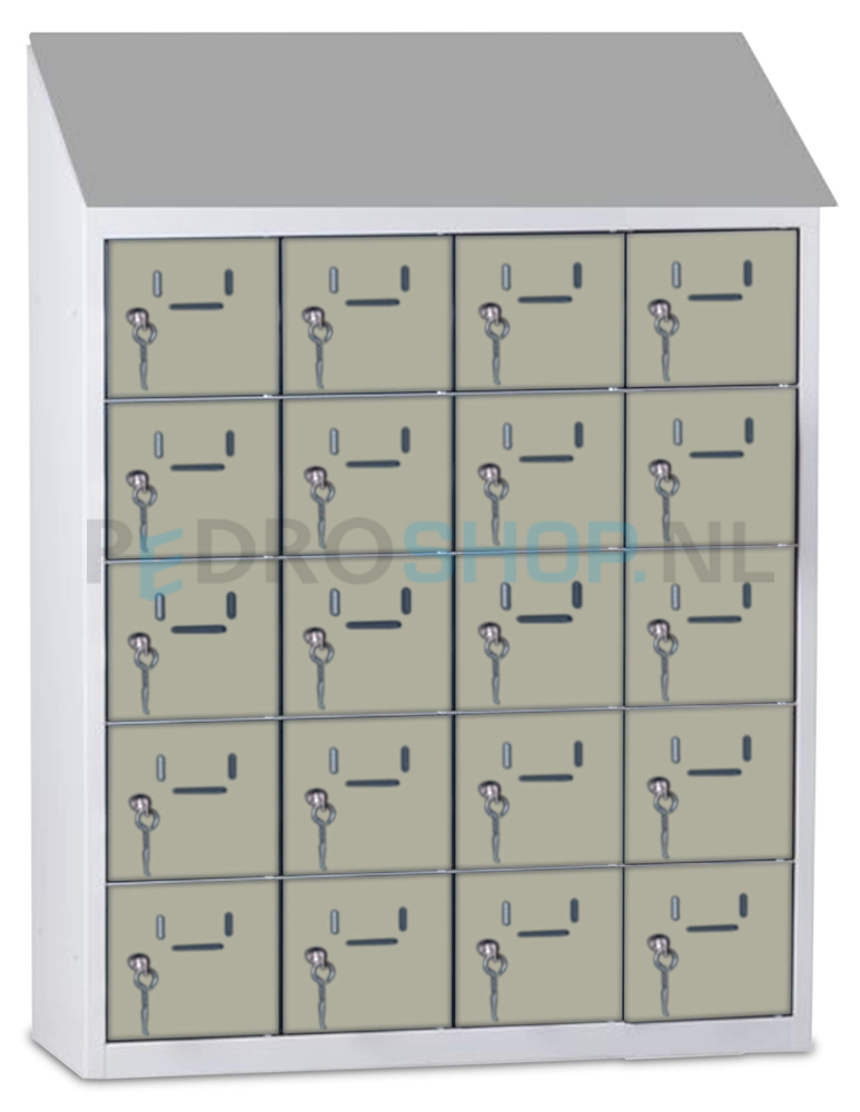 Kantine mini lockerkast SQ Classic, 20-deurs, kiezelgrijs