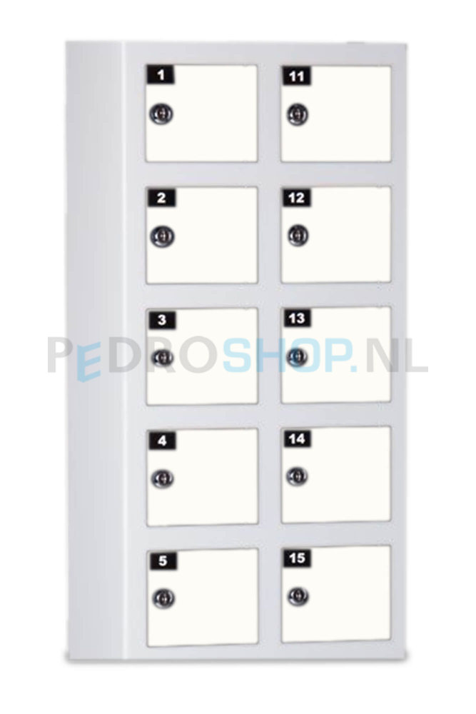 Mini lockerkast SQ Classic, 10-deurs, extra stevig, wit