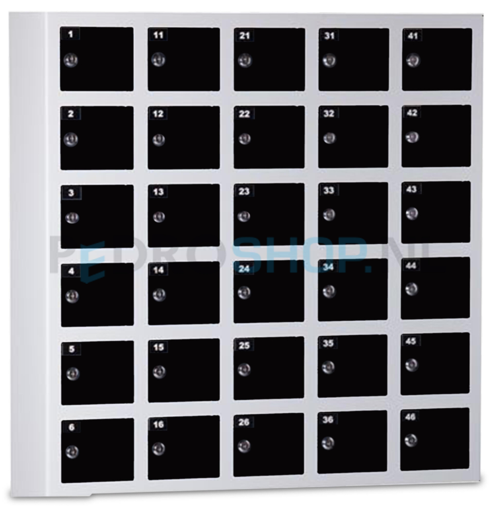 Mini lockerkast SQ Classic, 30-deurs, extra stevig, zwart