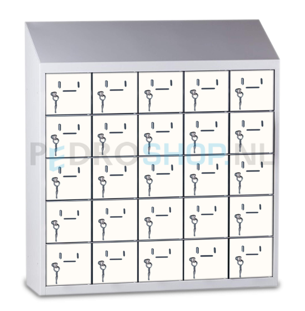 Kantine mini lockerkast SQ Classic, 25-deurs, wit