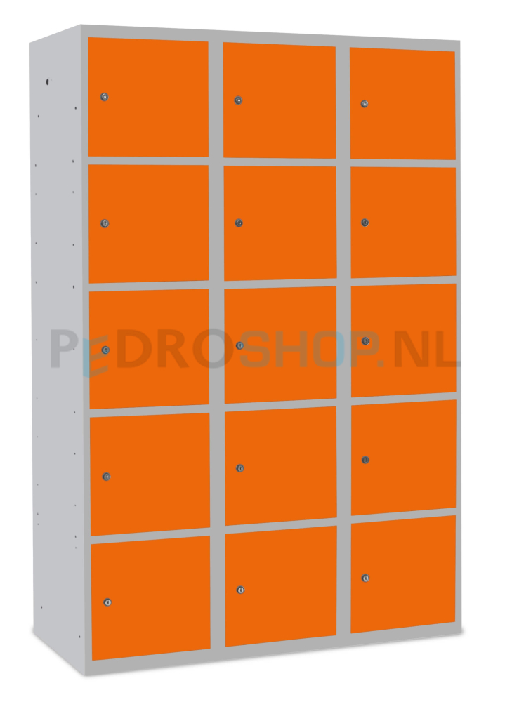 SQ Classic lockerkast, 3-koloms, oranje, 15-deurs, 180*120*50 cm
