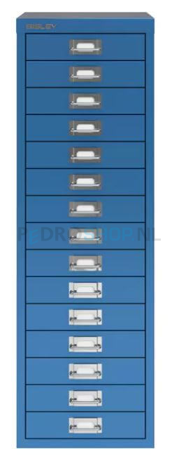 Meerladenkast Bisley -15, A4 formaat, 15 laden, azuurblauw
