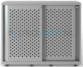 Schuifdeurkast Bisley Glide II, h81,9*b100*d47 cm, perfo, zilvergrijs