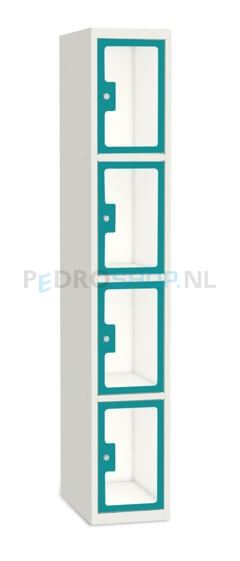 SQ Classic lockerkast, 1-koloms, 4-deurs, transparant venster, mint, h180*b30*d50 cm