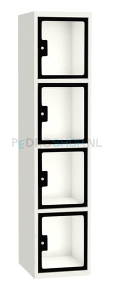 SQ Classic lockerkast, 1-koloms, 4-deurs, transparant venster, zwart, h180*b40*d50 cm