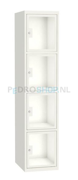 SQ Classic lockerkast, 1-koloms, 4-deurs, transparant venster, wit, h180*b40*d50 cm