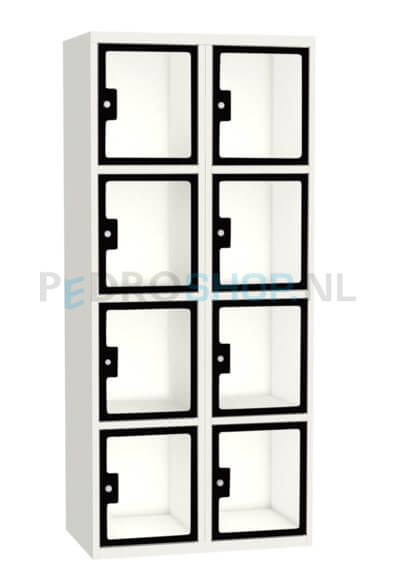 SQ Classic lockerkast, 2-koloms, 8-deurs, transparant venster, zwart, h180*b80*d50 cm