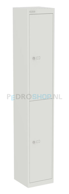 Bisley Basic garderobekast, 30,5 cm breed, 1-koloms, 2-deurs, lichtgrijs