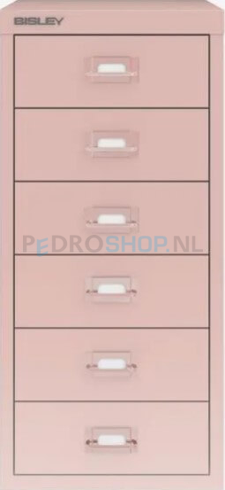 Meerladenkast Bisley -6, A4 formaat, 6 laden, handgreep gekleurd, roze