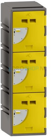 Halfhoge lockerkast FSP, 1-koloms, 3-deurs, 130*38*45 cm, geel