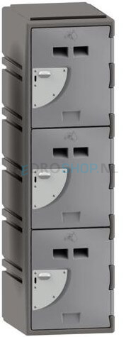 Halfhoge lockerkast FSP, 1-koloms, 3-deurs, 130*38*45 cm, lichtgrijs