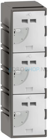 Halfhoge lockerkast FSP, 1-koloms, 3-deurs, 130*38*45 cm, wit