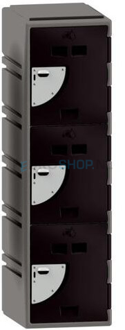 Halfhoge lockerkast FSP, 1-koloms, 3-deurs, 130*38*45 cm, zwart