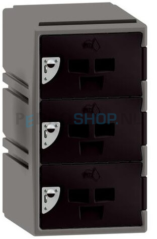 Polyethyleen cube locker FSP, 3-deurs, 67*38*45 cm, zwart