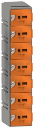Kunststof GSM locker FSP, 1-koloms, 7-deurs, 151*30,5*30,5 cm, oranje