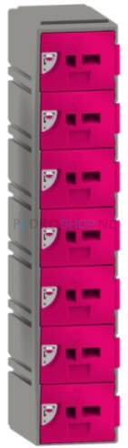 Kunststof GSM locker FSP, 1-koloms, 7-deurs, 151*30,5*30,5 cm, magenta