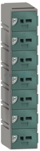 Kunststof GSM locker FSP, 1-koloms, 7-deurs, 151*30,5*30,5 cm, eucalyptus